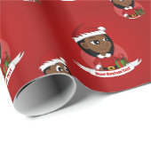 Papier Cadeau Caricature pour les filles de Noël afro-américaine (Coin rond)