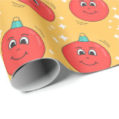 Papier Cadeau Caricature rétro de noël globe (Coin rond)