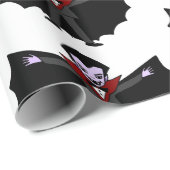 Papier Cadeau Caricature ridicule éffrayante Dracula Vampire (Coin rond)