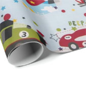 Papier Cadeau Caricature sur le transport (Coin rond)