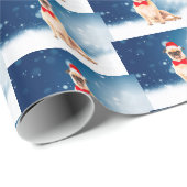 Papier Cadeau Carlin avec Noël Santa Hat (Coin rond)