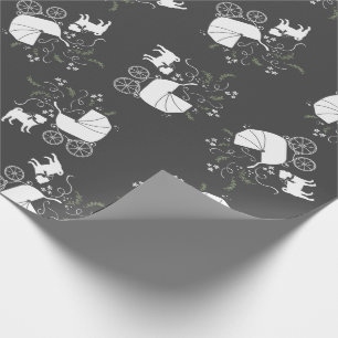 Papier Cadeau Carlin Chien Baby shower Gris Chiot Chien Neutre G