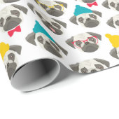 Papier Cadeau Carlin - chien mignon à Noël (Coin rond)