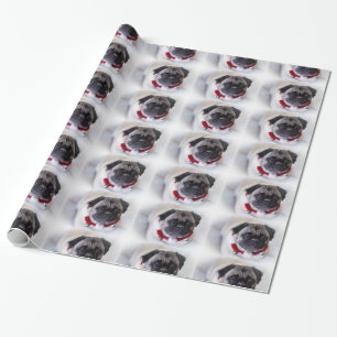 Papier Cadeau Carlin de Noël dans la neige