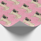 Papier Cadeau Carlin Fun Chien Cartoon Mops Pink Love Motif de c (Coin)