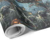 Papier Cadeau Carlin Halloween Night Doggy Délice (Coin rond)