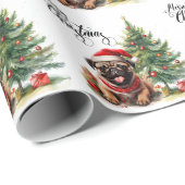 Papier Cadeau Carlin Noël Thème (Coin rond)