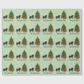 Papier Cadeau Carlin Noir Joli Chien De Caricature Avec Arbre De (Plat)