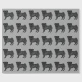 Papier Cadeau Carlin noir mignon dessin chien design Motif gris (Plat)