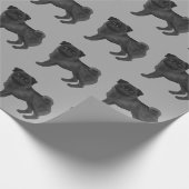 Papier Cadeau Carlin noir mignon dessin chien design Motif gris (Coin)