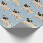 Papier Cadeau Carlin pâle joli dessin Chien Mops Design Motif Bl (Coin)