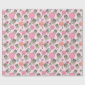 Papier Cadeau Carlins de bonbons mignons (Plat)