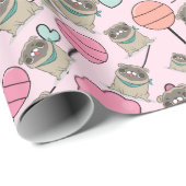 Papier Cadeau Carlins de bonbons mignons (Coin rond)