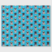 Papier Cadeau Carlins Fawn et Noir avec cadeau aux fleurs (Plat)