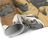 Papier Cadeau Carlins Grumpy / Drôle mignon Chiens Carlin Chiens (Coin rond)