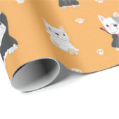 Papier Cadeau Carlins mignons Motif d'Halloween (Coin rond)