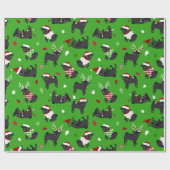 Papier Cadeau Carlins noirs de Noël (Plat)