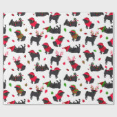 Papier Cadeau Carlins noirs de Noël blanc (Plat)