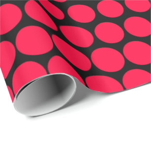 Papier Cadeau Carmine Rouge Polka Dot Noir moderne