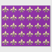 Papier Cadeau Carnaval de Mardi Gras Fleur de Lis (Plat)