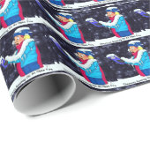 Papier cadeau Caroler de Noël froid (Coin rond)