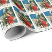 Papier Cadeau Carolers de Noël (Coin rond)