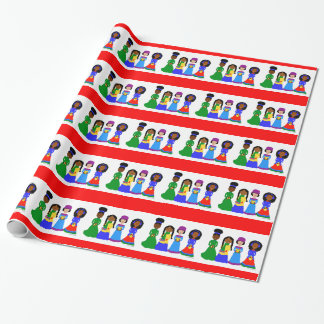 Papier Cadeau Carolers de Noël de Cuties de cacao rouges