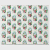 Papier Cadeau Caroleurs de Noël Festif enveloppement de fête Vin (Plat)