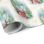 Papier Cadeau Caroleurs de Noël Festif enveloppement de fête Vin (Coin rond)