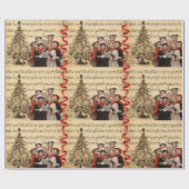 Papier Cadeau Caroleurs de Noël Musique Ruban Rouge (Plat)