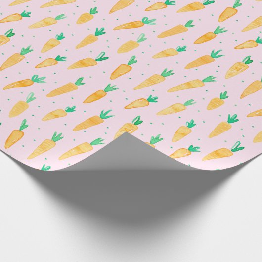 Papier Cadeau Carottes d'aquarelle rose (Coin)