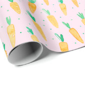 Papier Cadeau Carottes d'aquarelle rose (Coin rond)