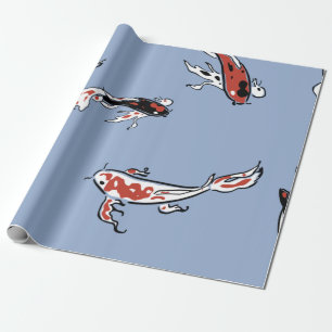 Papier Cadeau carpe de poisson motif koi koi carp