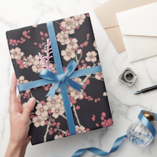 Papier Cadeau Carpe Koï Japonaise Motif Sakura 