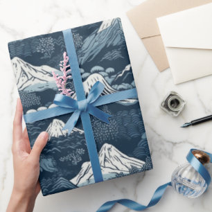Papier Cadeau Carpeaux de Koi Japonais Motif Sakura