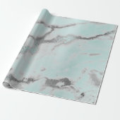 Papier Cadeau Carrara Marbre Tiffany Pale Aqua Grey Argent (Déroulé)