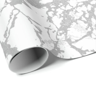 Papier Cadeau Carrare argenté de marbre gris blanc abstrait