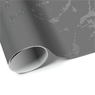 Papier Cadeau Carrare argenté de marbre gris profond noir