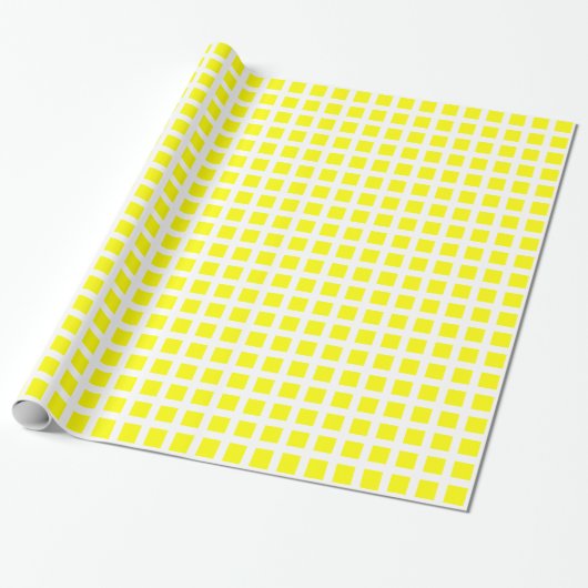 Papier Cadeau Carré 02 - Jaune sur blanc (Déroulé)