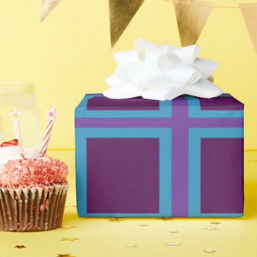 Papier Cadeau Carré bleu et violet (Fête d'anniversaire)