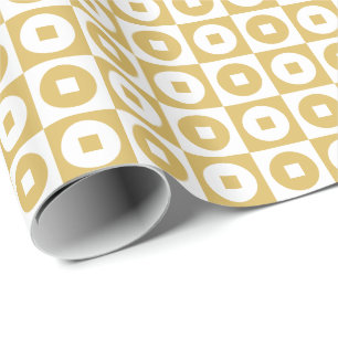 Papier Cadeau Carré Cercle Jaune et Blanc Brumeux