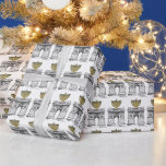 Papier Cadeau Carré de New York Hanoukka Menorah New York<br><div class="desc">Le papier à envelopper présente une illustration originale de l'arc Carré de Washington à New York,  "habillé" pour la saison des fêtes.</div>