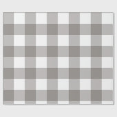 Papier Cadeau Carré de Plaid Buffle Gris et Blanc Rustique de Fe (Plat)