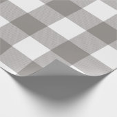 Papier Cadeau Carré de Plaid Buffle Gris et Blanc Rustique de Fe (Coin)