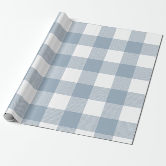Papier Cadeau Carré de plaid rustique de ferme bleu gris (Déroulé)