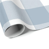 Papier Cadeau Carré de plaid rustique de ferme bleu gris (Coin rond)