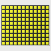 Papier Cadeau Carré - Jaune sur Noir (Plat)