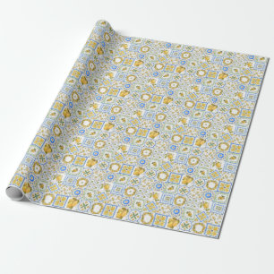 Papier Cadeau Carré Motif Sicilienne Lemons Watercolor