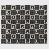 Papier Cadeau Carré noir et blanc avec chien Brown léger (Plat)