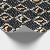 Papier Cadeau Carré noir et blanc avec chien Brown léger (Coin)